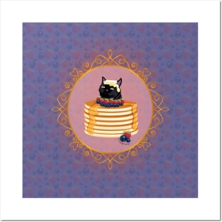 Black Cat Blueberry Pancake Posters and Art